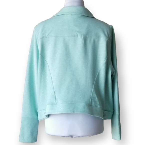 H by HALSEN A-symmetrical zipper JACKET sz 22W, blue - Picture 3 of 11